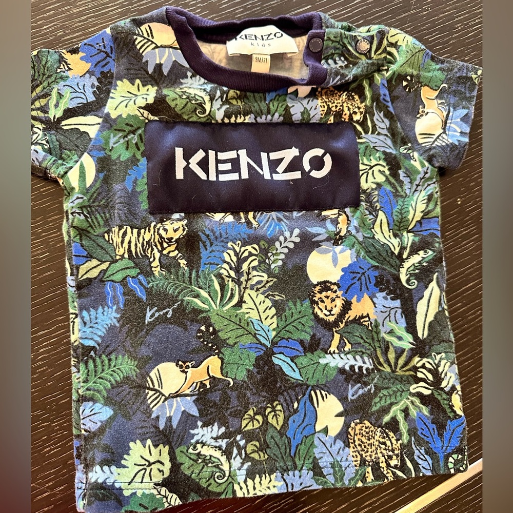Kenzo Kids Jungle Print Tee in Blue, Green, Yellow